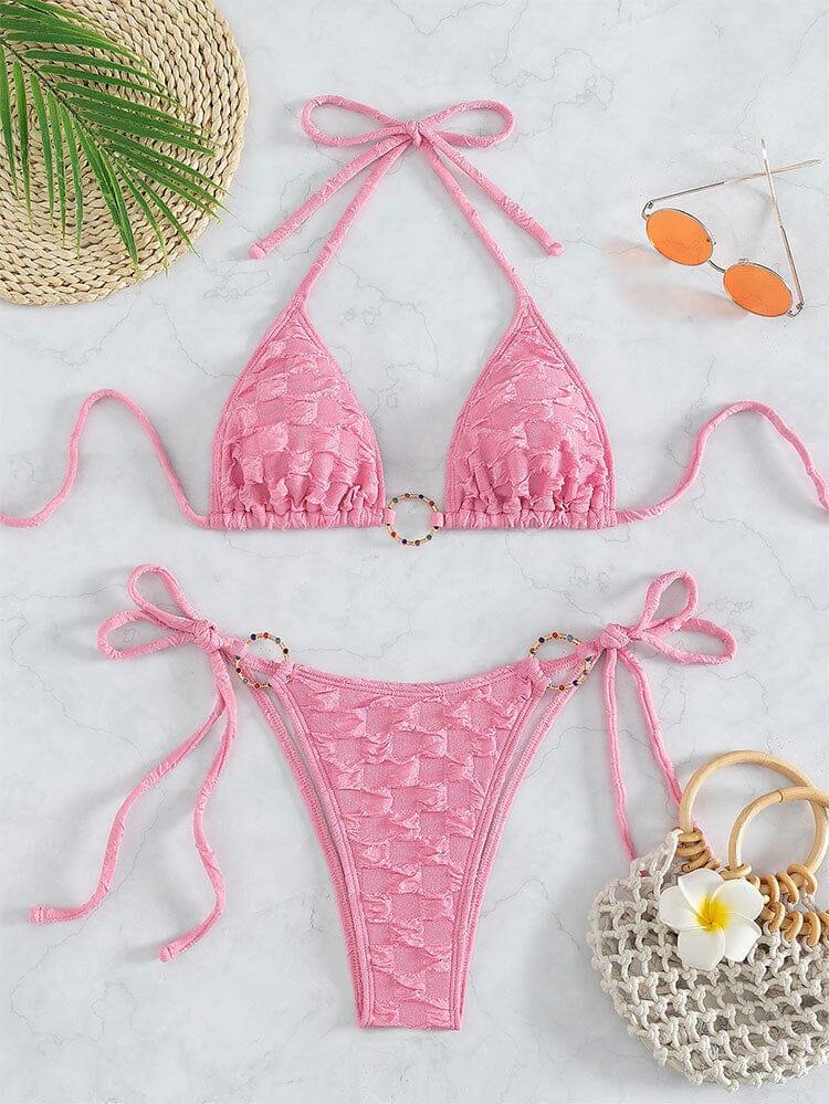 LACE UP BIKINI IN PINK