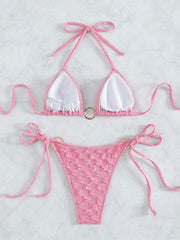 LACE UP BIKINI IN PINK