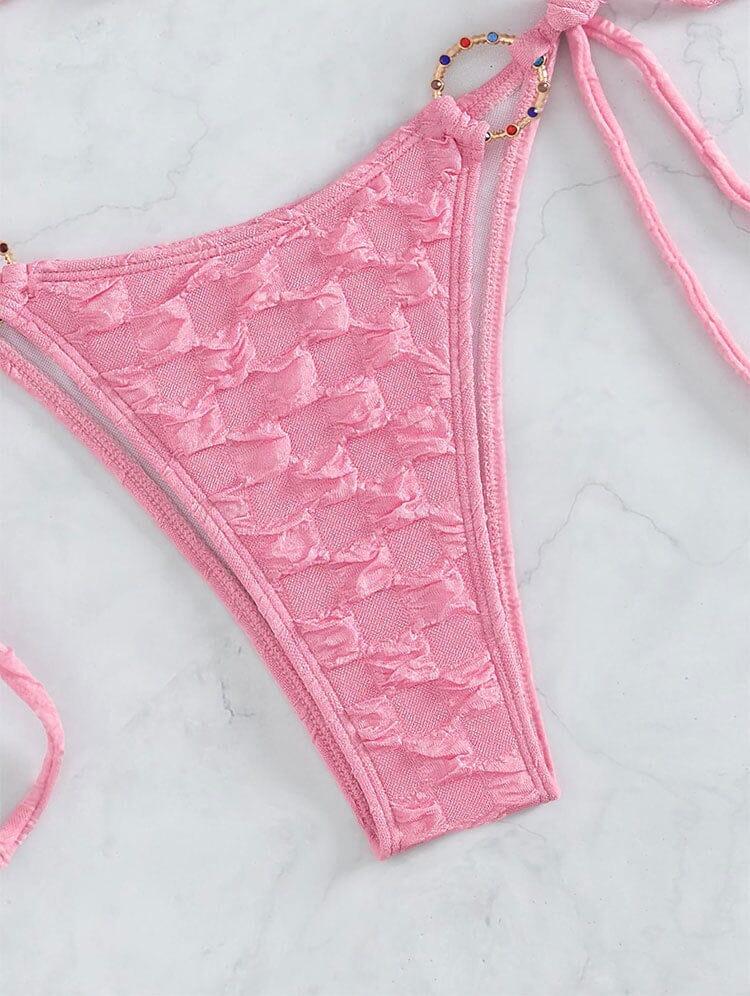 LACE UP BIKINI IN PINK