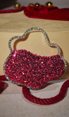 SEQUIN CLOUD CLUTCH IN HOT PINK