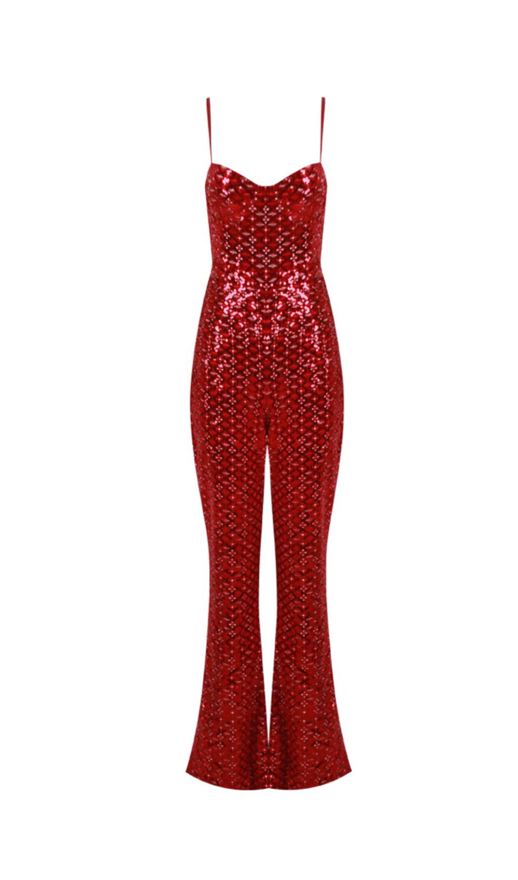 SEQUIN SUSPENDER STRAPLESS STRAPLESS SLIM FIT JUMPSUIT