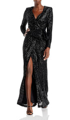 SEQUINED WRAP GOWN