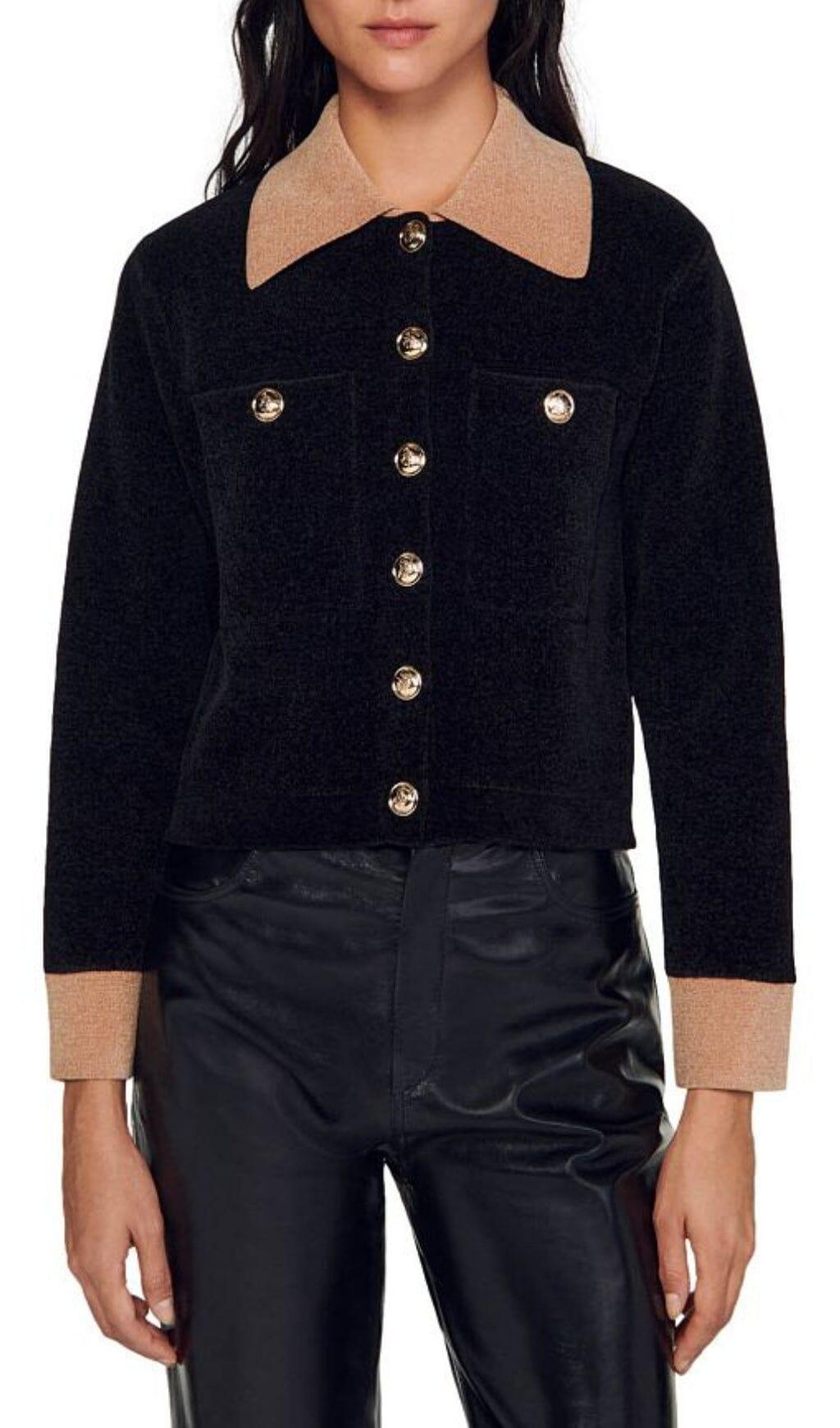 MARCELLO VELOUR KNIT CROPPED COATIGAN