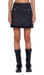 KEITHY RUFFLED TWEED SKIRT