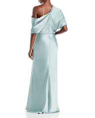 DRAPED SATIN ONE SHOULDER DRESS