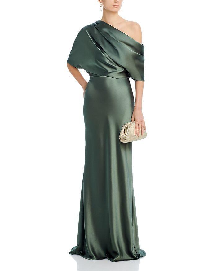 DRAPED SATIN ONE SHOULDER DRESS