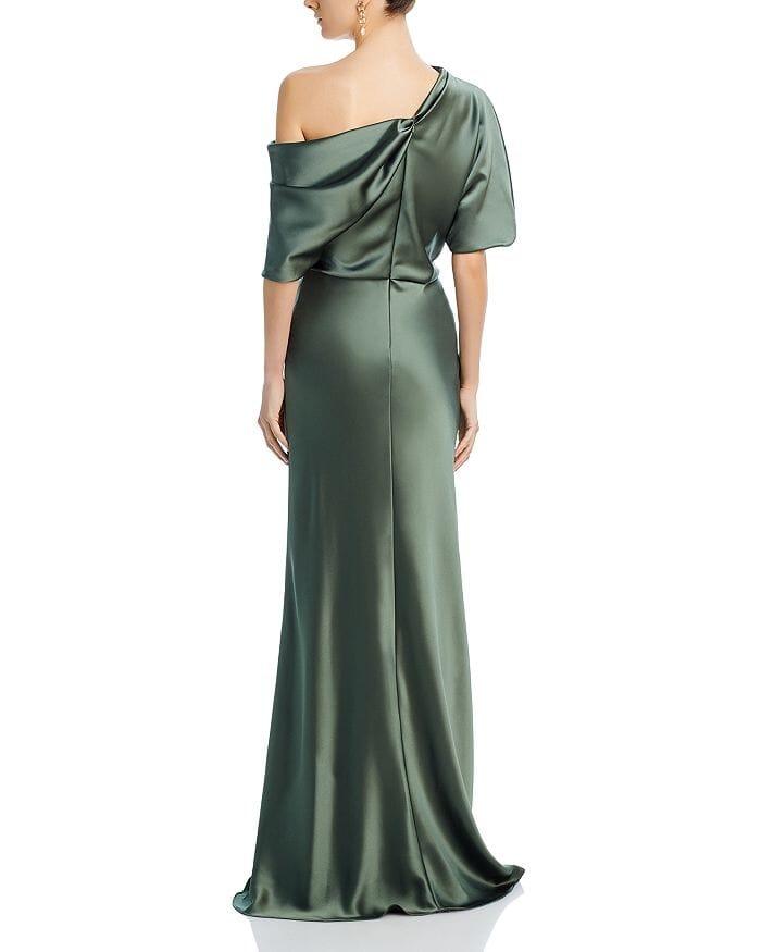 DRAPED SATIN ONE SHOULDER DRESS