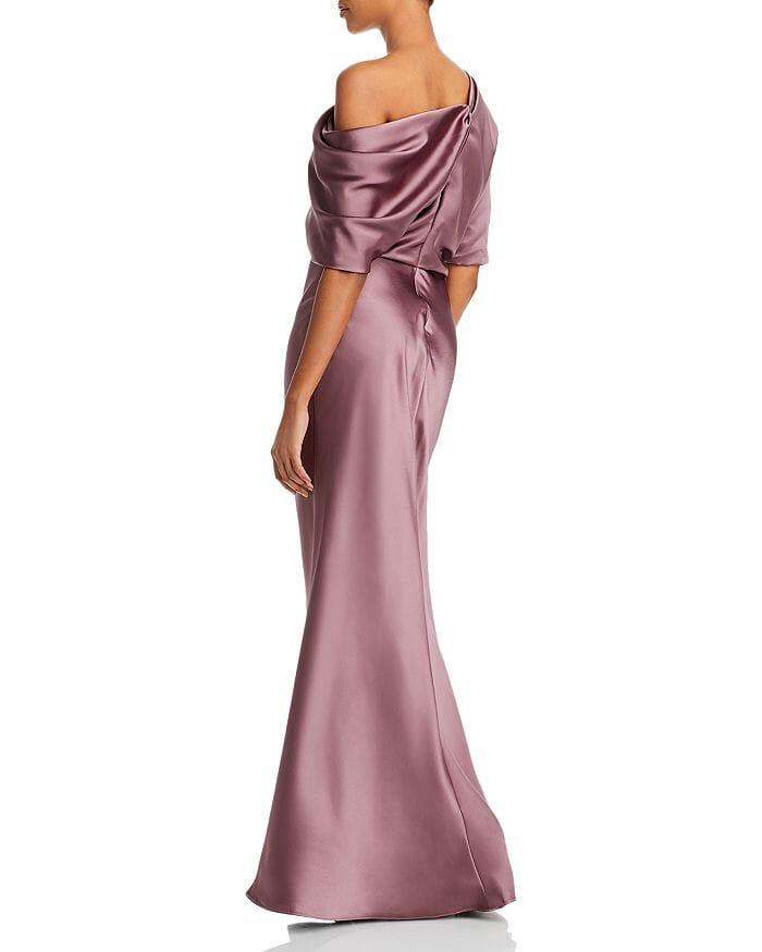 DRAPED SATIN ONE SHOULDER DRESS