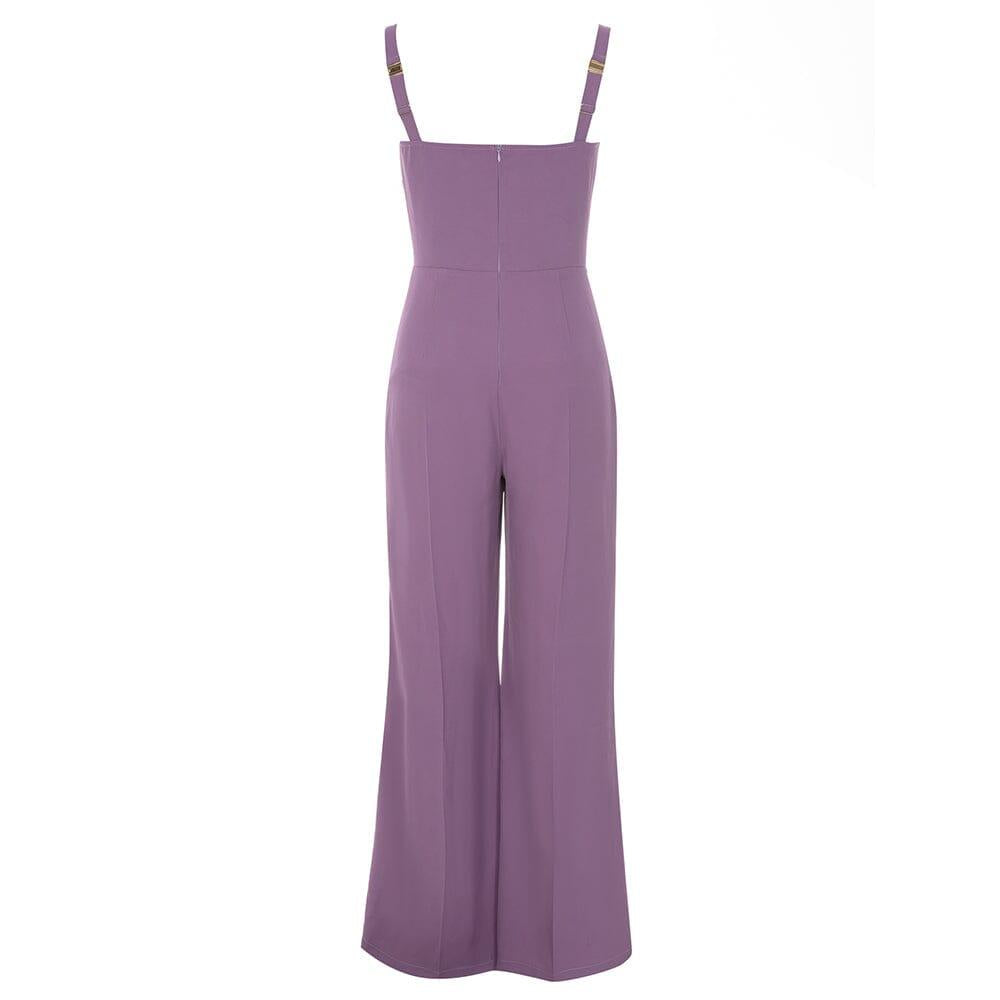 V NECK DIAMOND JUMPSUIT IN PURPLE