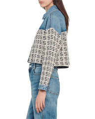 CORDOUE LOGO JACQUARD DENIM CROPPED JACKET