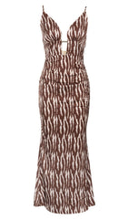 V NECK STRIPE MAXI DRESS