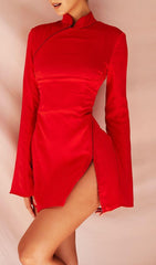 SCARLET CUT OUT SATIN MINI DRESS