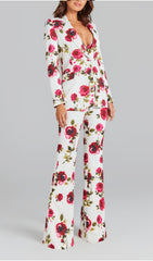 PRINTED LONG-SLEEVED SHIRT AND SUSPENDER TROUSERS THREE-PIECE SET