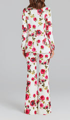 PRINTED LONG-SLEEVED SHIRT AND SUSPENDER TROUSERS THREE-PIECE SET