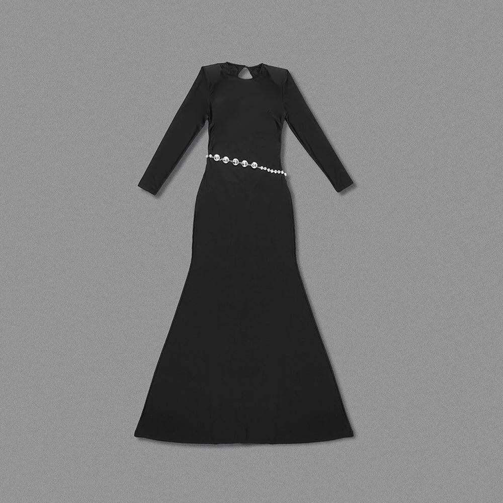 CRYSTAL EMBELLISHED MAXI DRESS IN JERSEY