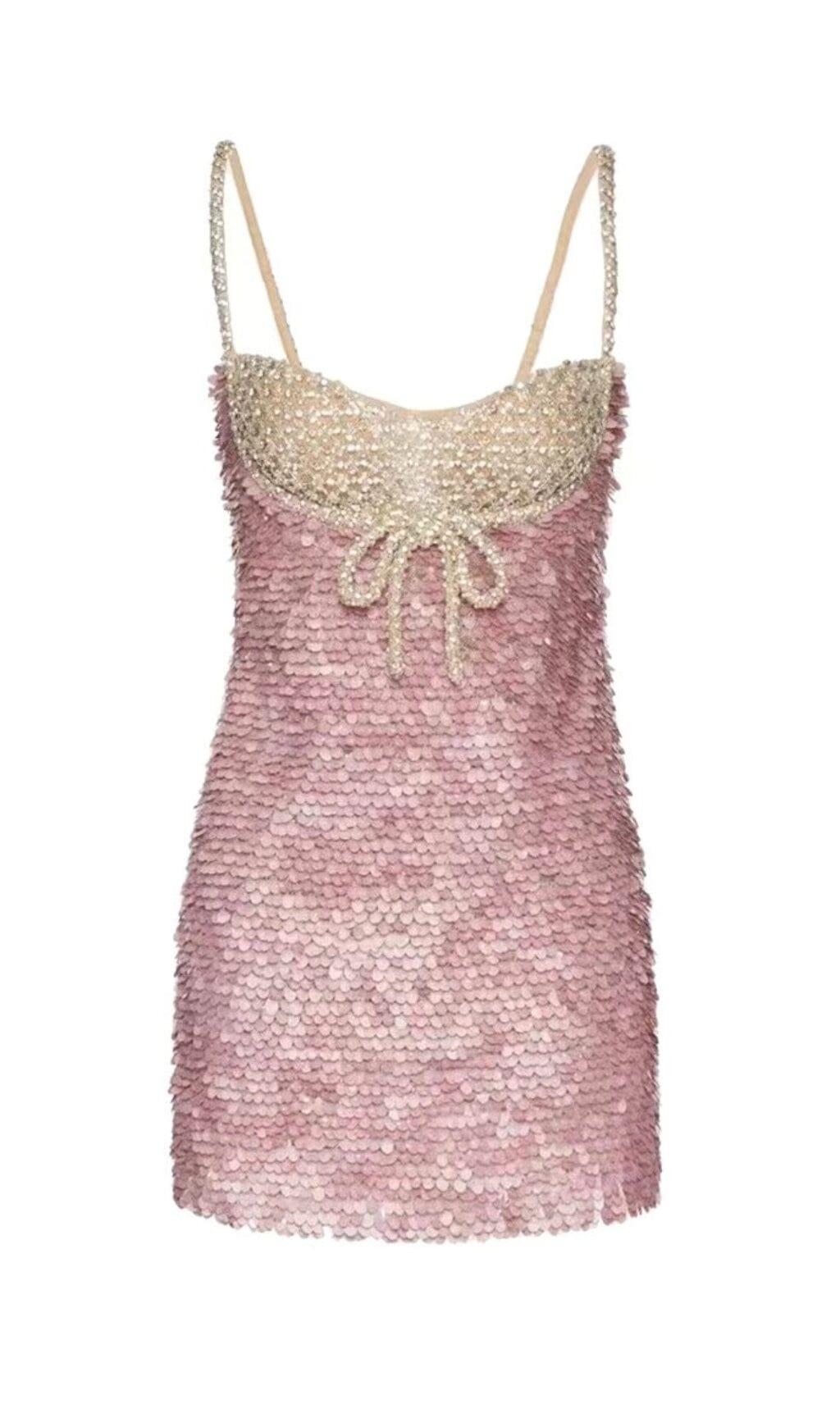 EMBELLISHED SEQUIN MINI DRESS IN PINK