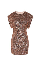 GOLD SEQUIN SLEEVELESS HIP MINI DRESS