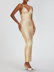 GOLD SLIT BACKLESS SLIP MAXI DRESS