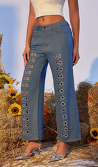 HOLLOW WIDE DENIM PANTS