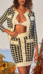 HOUNDSTOOTH KNITTED SKIRT SET