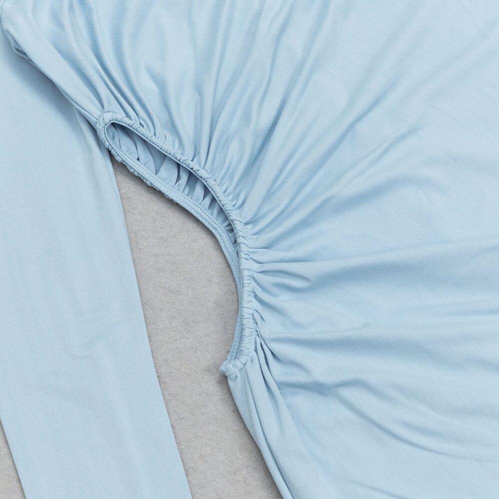 BLUE TURTLENECK LONG SLEEVES MAXI DRESS
