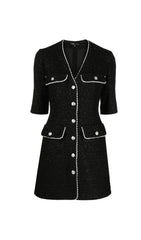 POCKET-EMBELLISHED COTTON-BLEND MINI DRESS