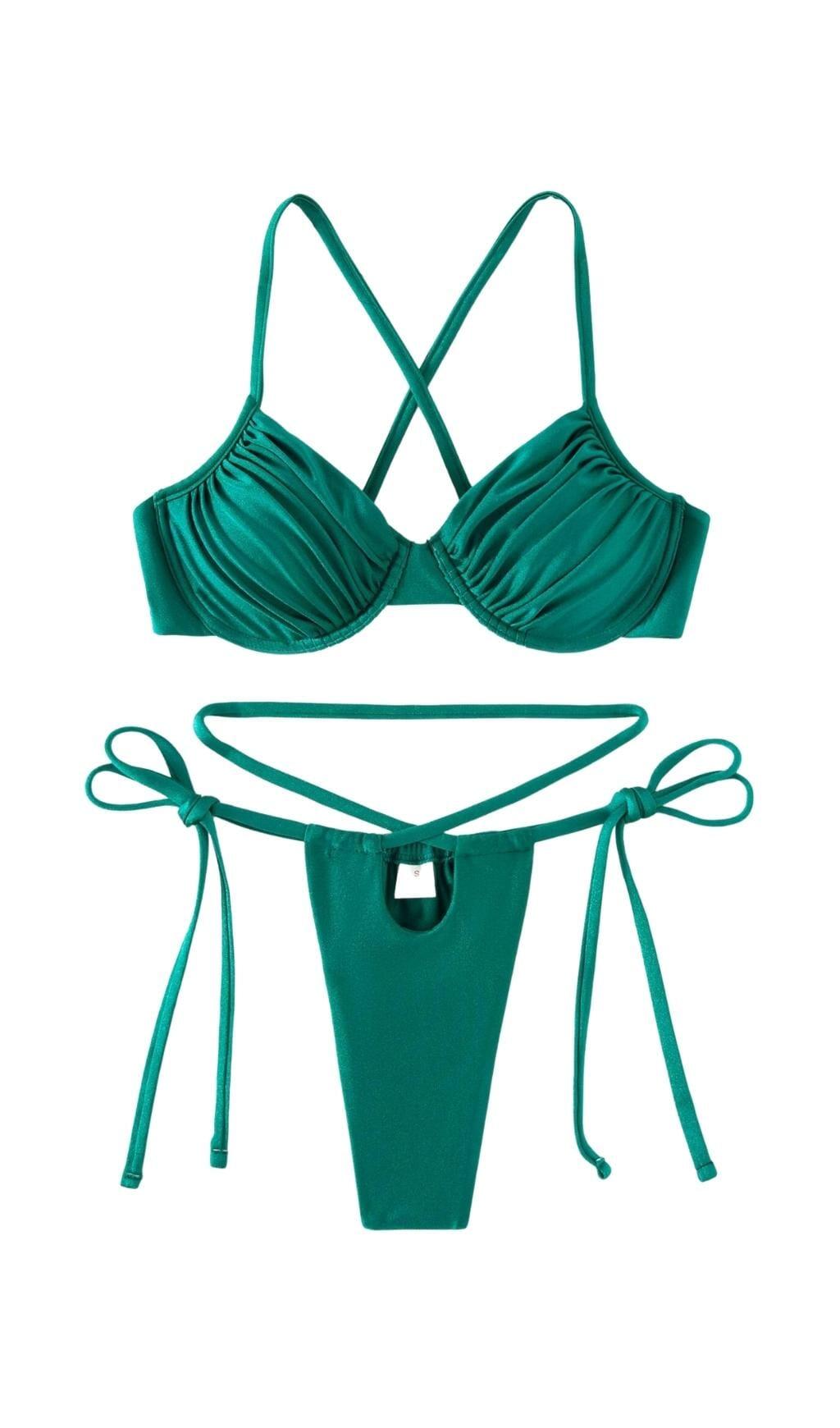 GREEN RUCHED BIKINI