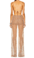 SEQUIN JUMPSUIT IN NUDE