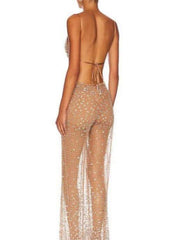 SEQUIN JUMPSUIT IN NUDE