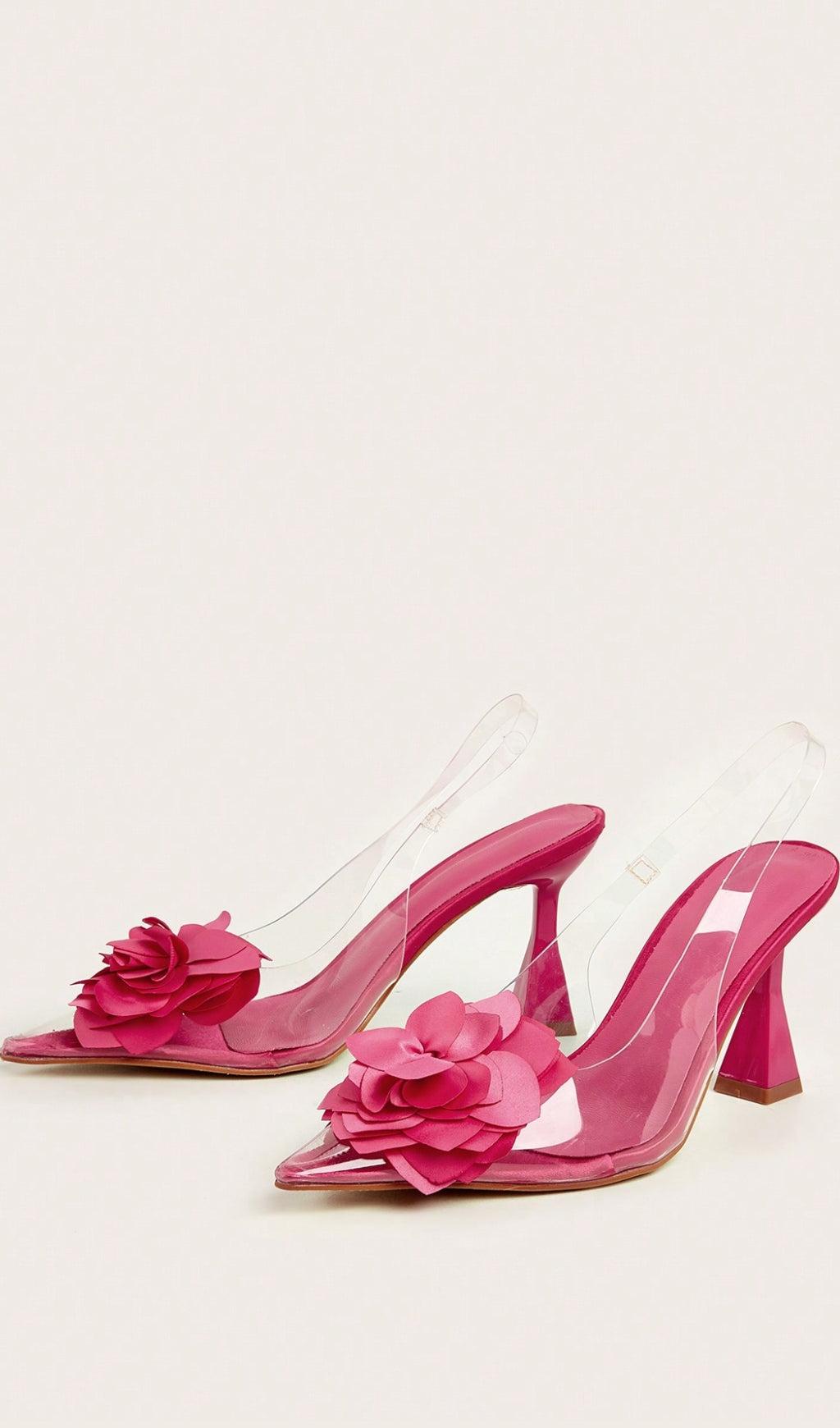 PINK FLOWER DECOR HEELS