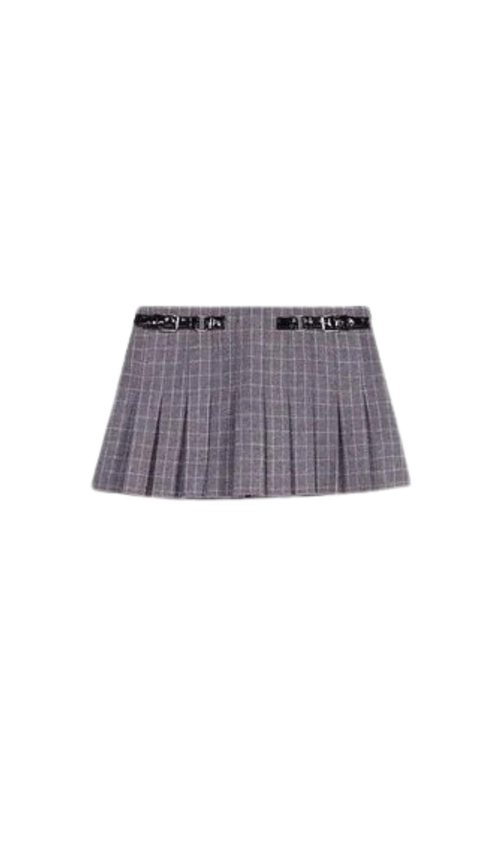 GREY PLEATED MINI SKIRT