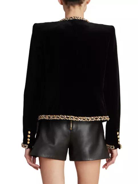 EMBELLISHED VELVET JACKET IN BLACK