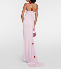 FLORAL-APPLIQUÉ ONE-SHOULDER GOWN