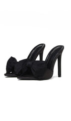 BLACK BOW-DETAIL MULES