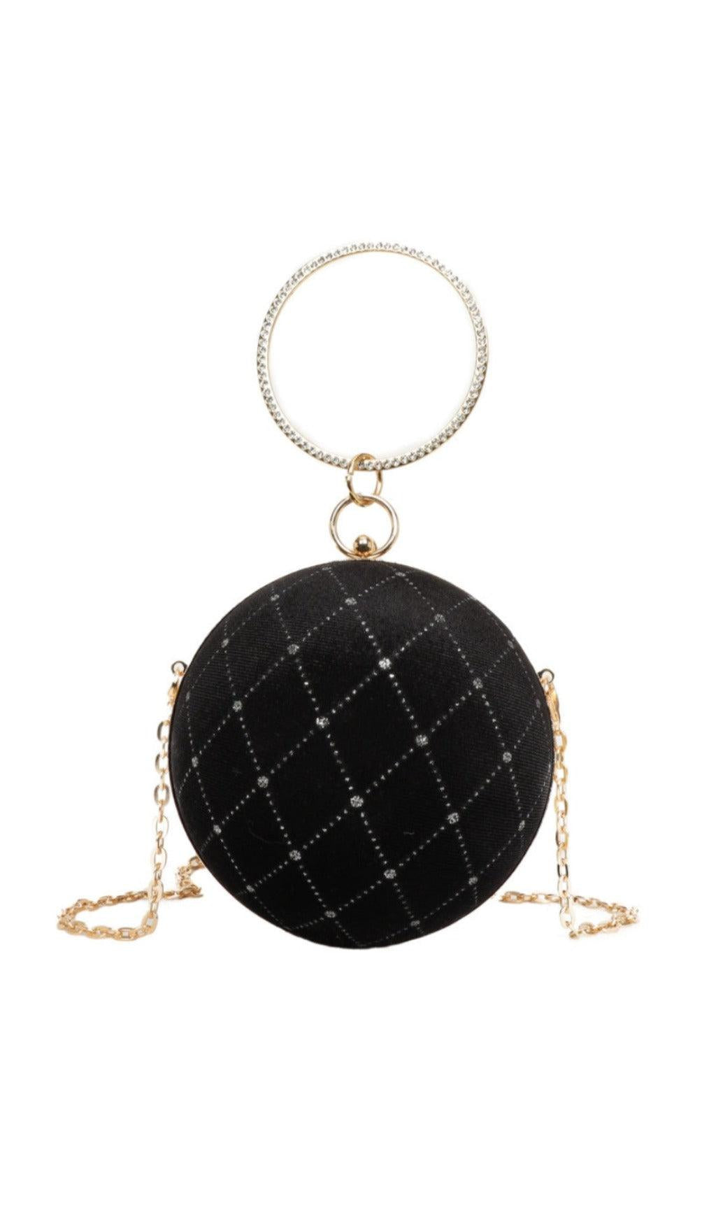 CIRCLE RHINESTONE VELVET CLUTCH