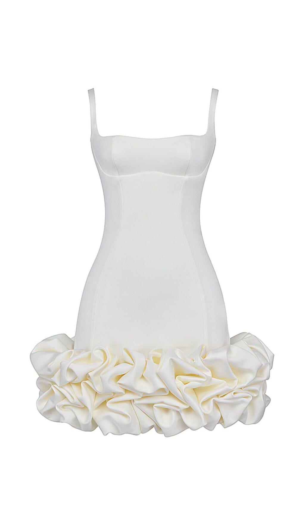 IVORY RUFFLE HEM DRESS