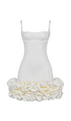 IVORY RUFFLE HEM DRESS