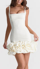 IVORY RUFFLE HEM DRESS