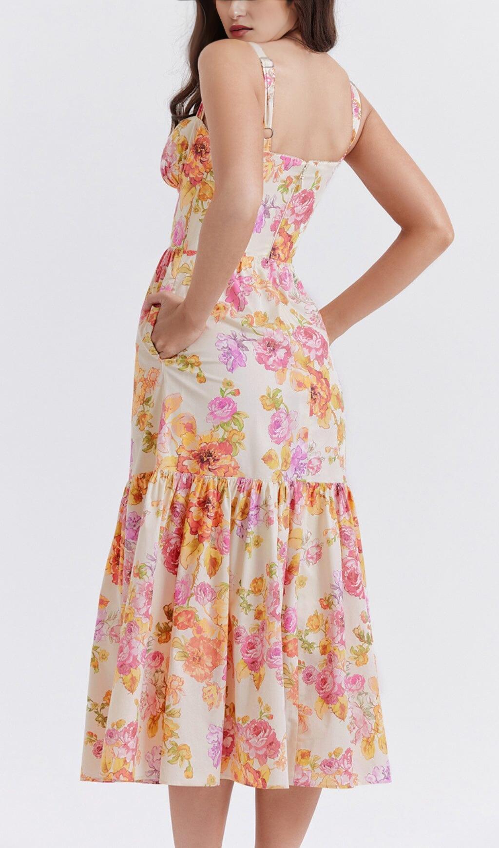 IVORY FLORAL MIDI SUNDRESS