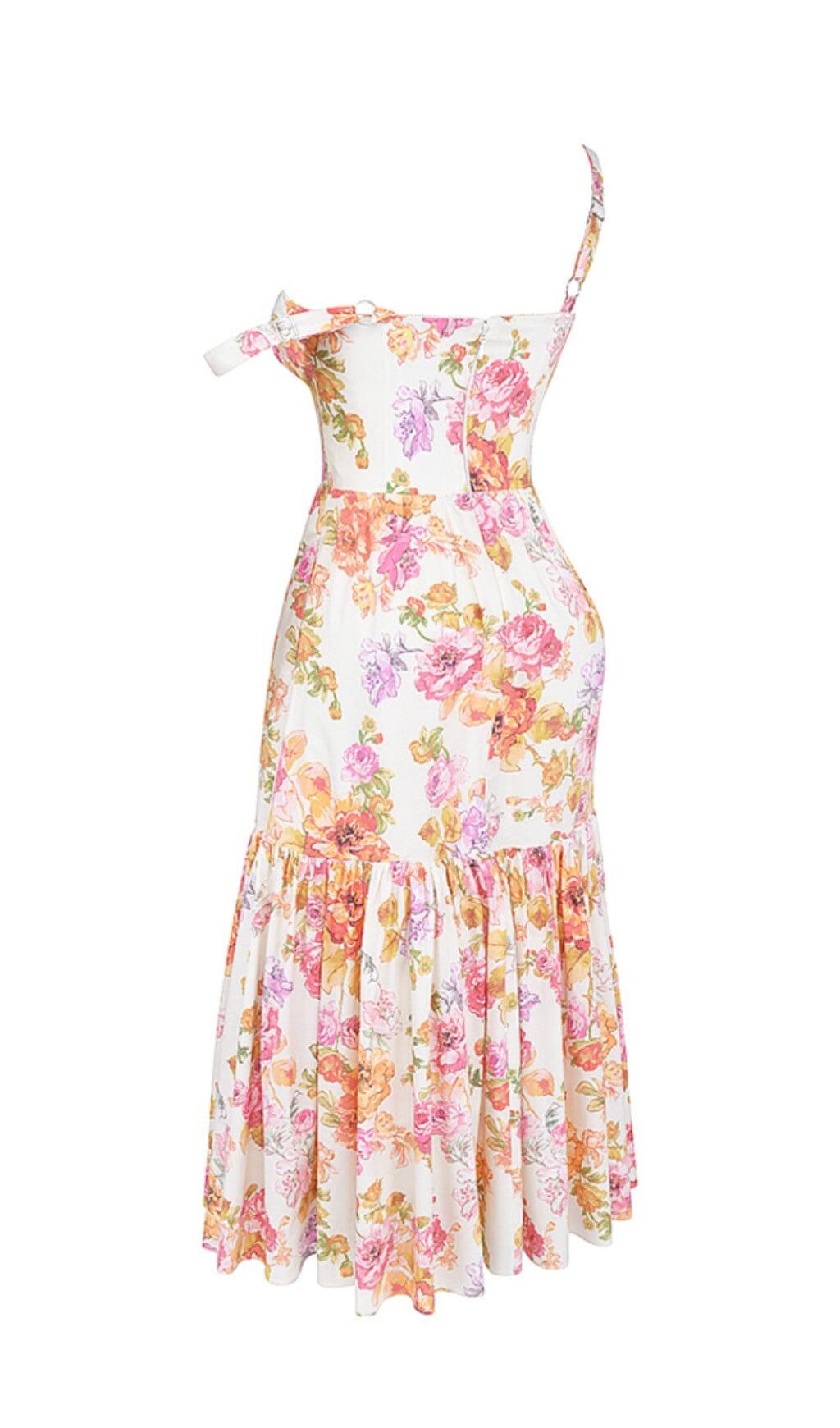 IVORY FLORAL MIDI SUNDRESS