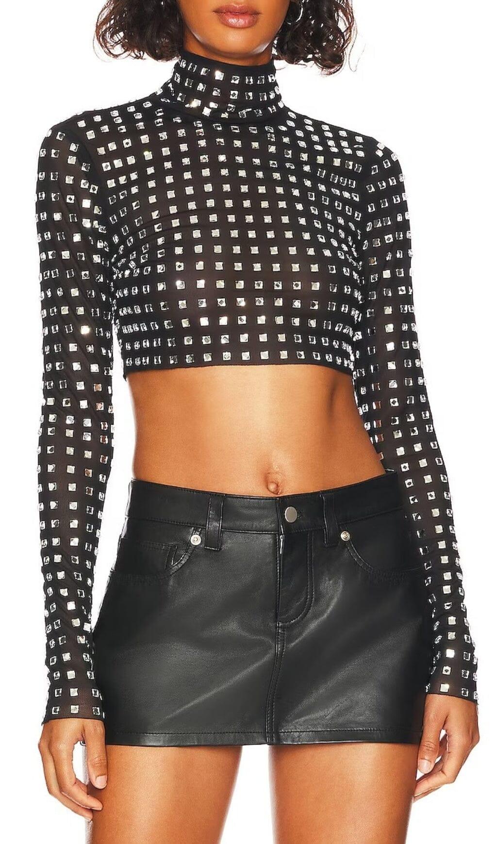 CRYSTAL CROP TOP IN BLACK