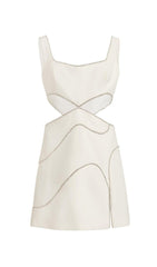 DIAMOND CUTOUR MINI DRESS IN WHITE