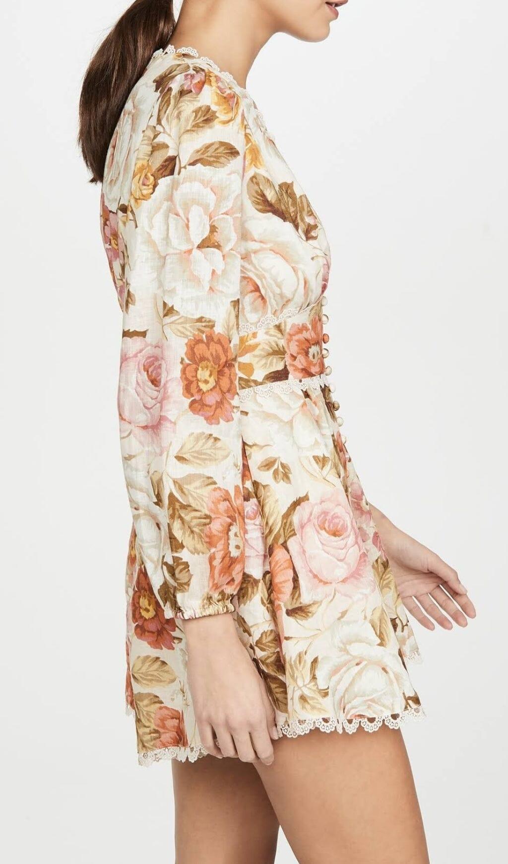 FLORAL-PRINT LINEN PLAYSUIT