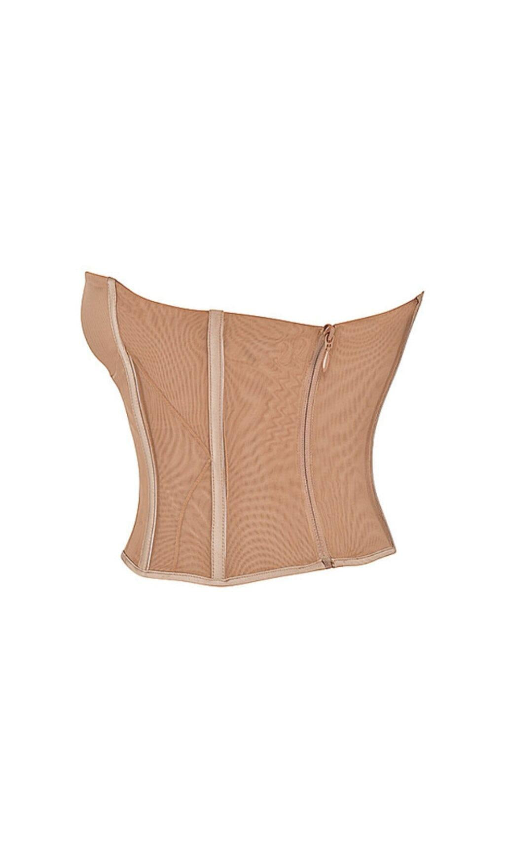 BEIGE MESH STRAPLESS CORSET