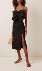 BOW SUSPENDER DRESS IN BLACK