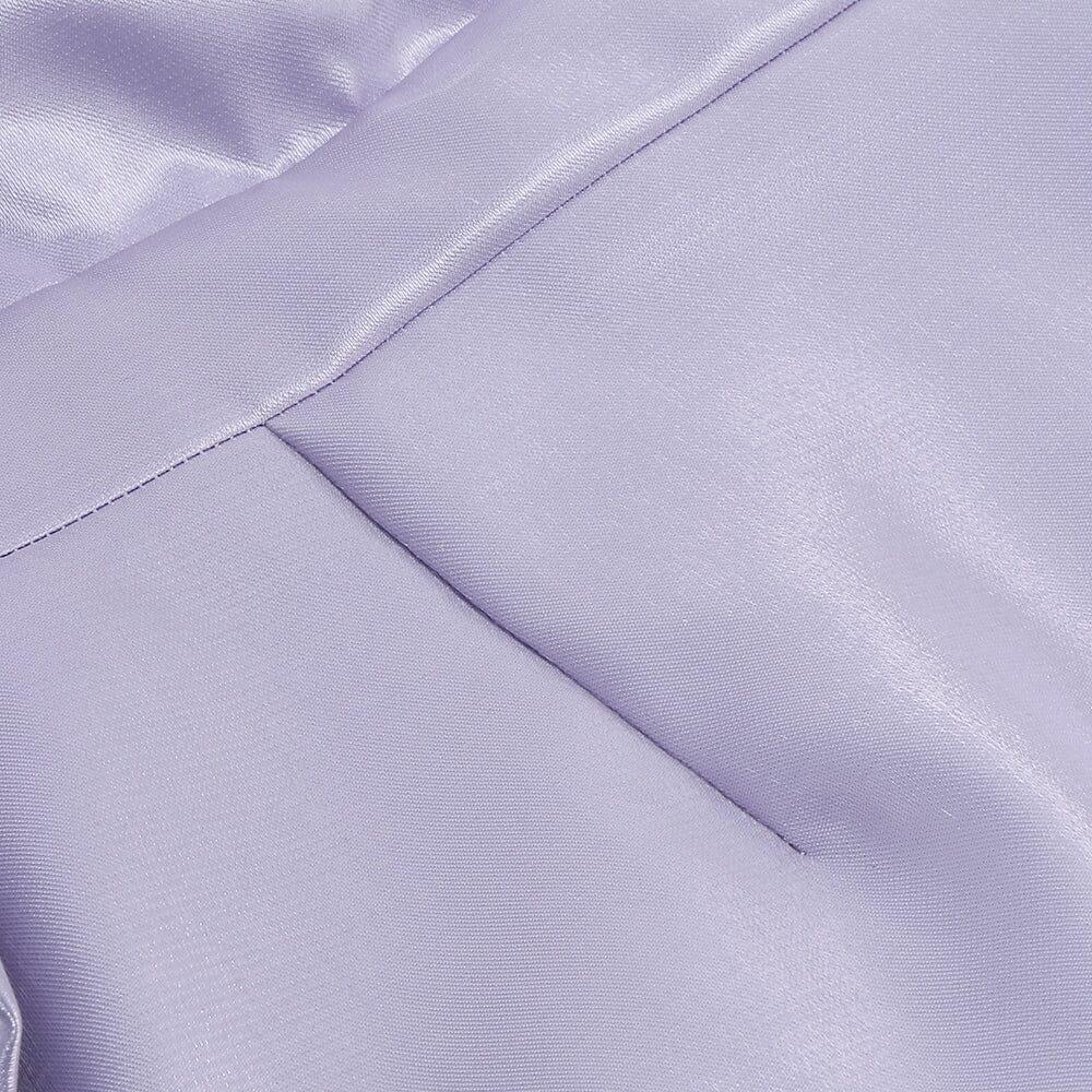 SATIN PUFF SLEEVE MINI DRESS IN LIGHT PURPLE