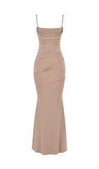 ALMOND JERSEY CORSET MAXI DRESS