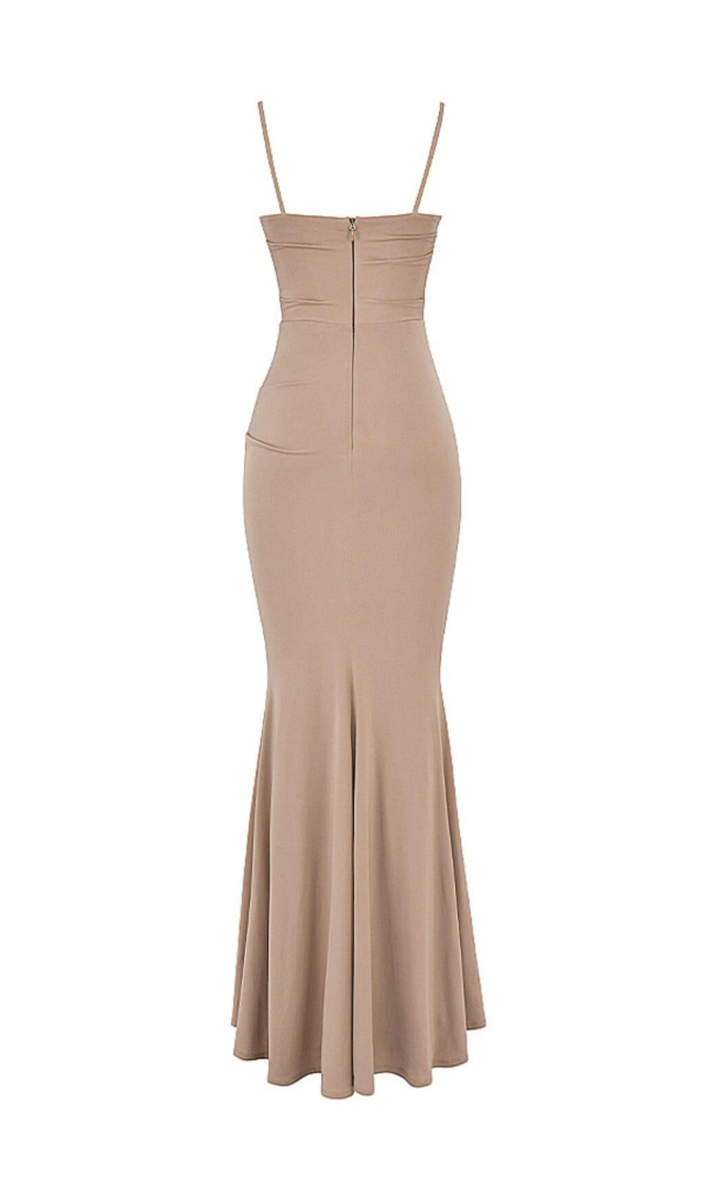 ALMOND JERSEY CORSET MAXI DRESS