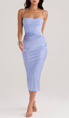 SKY DRAPED CORSET MIDI DRESS