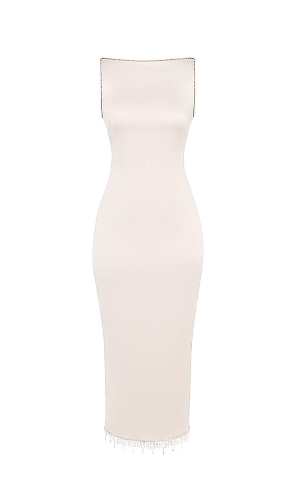 IVORY CRYSTALLISED MIDI DRESS